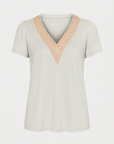Ella | Women’s V-Neck Lace Trim Shirt - Relaxed Fit - Soft Breathable Fabric - Casual Blouse