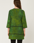 Lucy | Floral Print Open Front Jacket - 3/4 Sleeves - Contrast Trim Detail