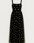 Natalie | Star Print Maxi Dress - Tulle Overlay - Sleeveless Square Neckline