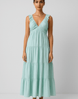 Ellie | Women's Tiered Maxi Dress - Ruched Bust Detail - Ruffle Strap Sundress