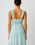 Ellie | Women's Tiered Maxi Dress - Ruched Bust Detail - Ruffle Strap Sundress