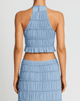 Victoria | Two-Piece Maxi Skirt Set - Smocked Halter Top - Drawstring Waist Skirt
