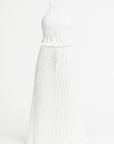 Victoria | Two-Piece Maxi Skirt Set - Smocked Halter Top - Drawstring Waist Skirt
