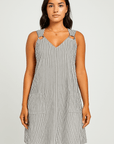 Elena | Women's A-Line Summer Dress with V-Neck and Pockets – Knee Length Striped Casual Dress