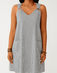 Elena | Women's A-Line Summer Dress with V-Neck and Pockets – Knee Length Striped Casual Dress