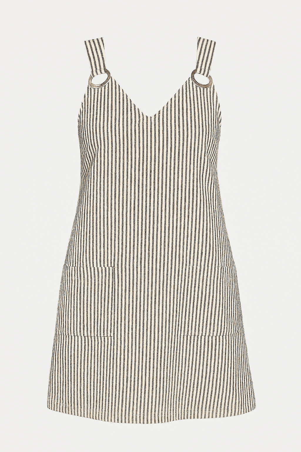 Elena | Women&#39;s A-Line Summer Dress with V-Neck and Pockets – Knee Length Striped Casual Dress