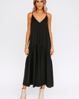 Kennedy | Women’s Satin Midi Dress - Adjustable Spaghetti Straps - Flowy A-Line Skirt