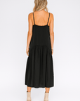 Kennedy | Women’s Satin Midi Dress - Adjustable Spaghetti Straps - Flowy A-Line Skirt