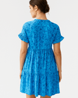 Hazel | Women’s Printed Tiered Dress - Button Front Detail - Ruffle Sleeve Mini