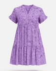 Hazel | Women’s Printed Tiered Dress - Button Front Detail - Ruffle Sleeve Mini