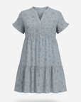 Hazel | Women’s Printed Tiered Dress - Button Front Detail - Ruffle Sleeve Mini