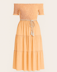 Savannah | Off-Shoulder Women's Maxi Dress with Tiered Skirt and Ruffle Detail – Elegant Summer Dress for Casual and Semi-Formal Occasions