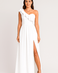 Aaliyah | Elegant One-Shoulder Ruffle Dress with High Slit