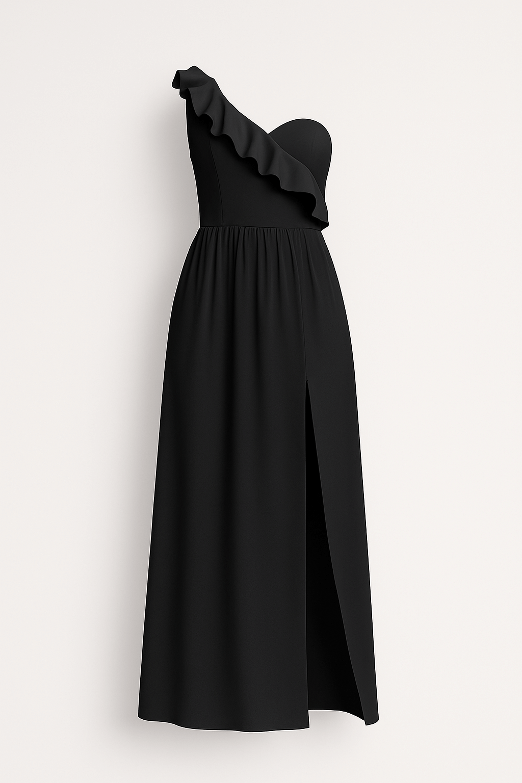 Aaliyah | Elegant One-Shoulder Ruffle Dress with High Slit