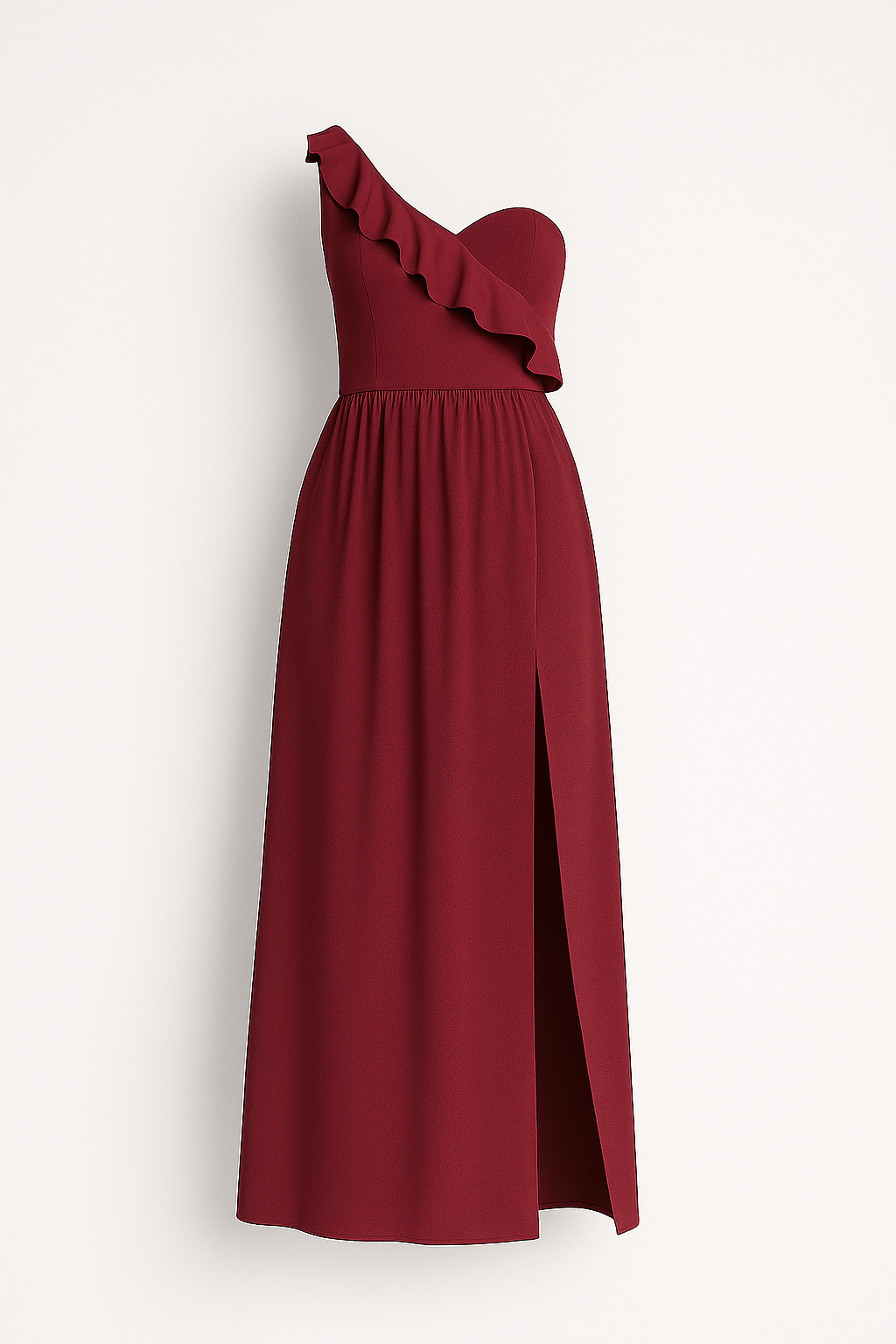 Aaliyah | Elegant One-Shoulder Ruffle Dress with High Slit