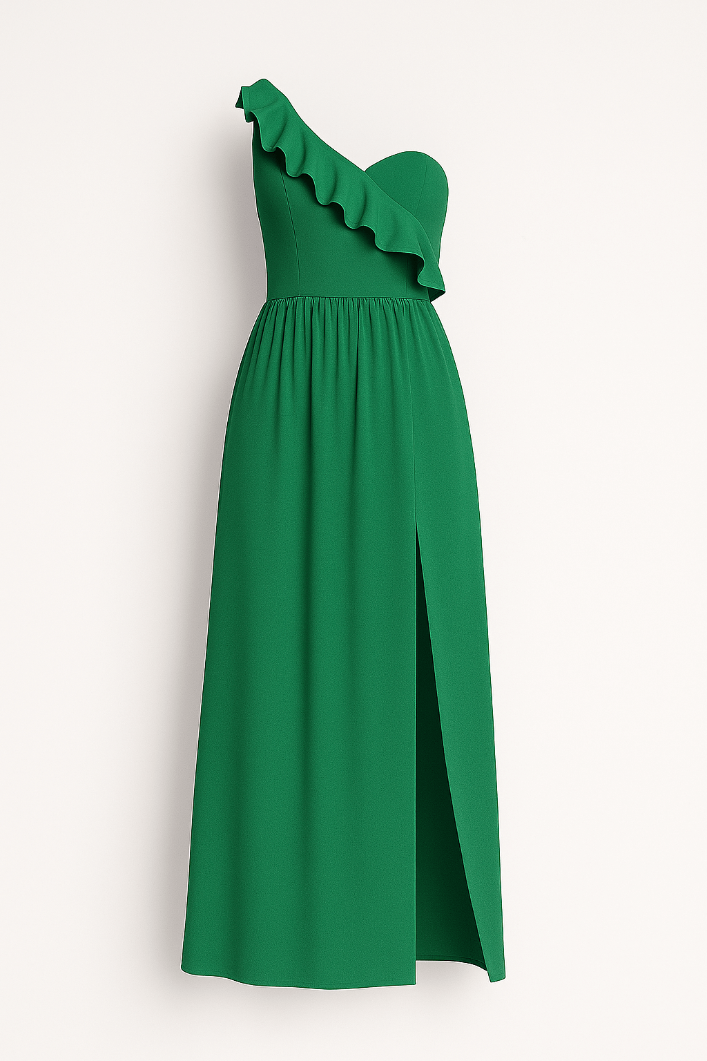 Aaliyah | Elegant One-Shoulder Ruffle Dress with High Slit