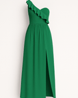 Aaliyah | Elegant One-Shoulder Ruffle Dress with High Slit