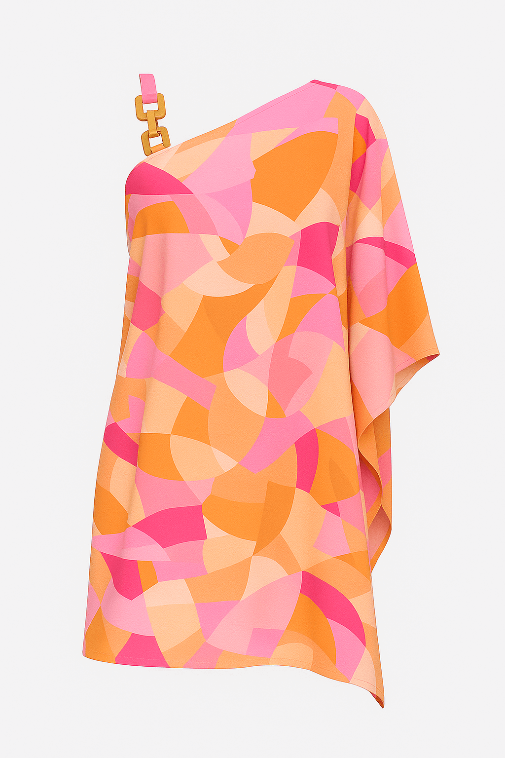 Nevaeh | Chic One-Shoulder Dress with Gold Chain Detail
