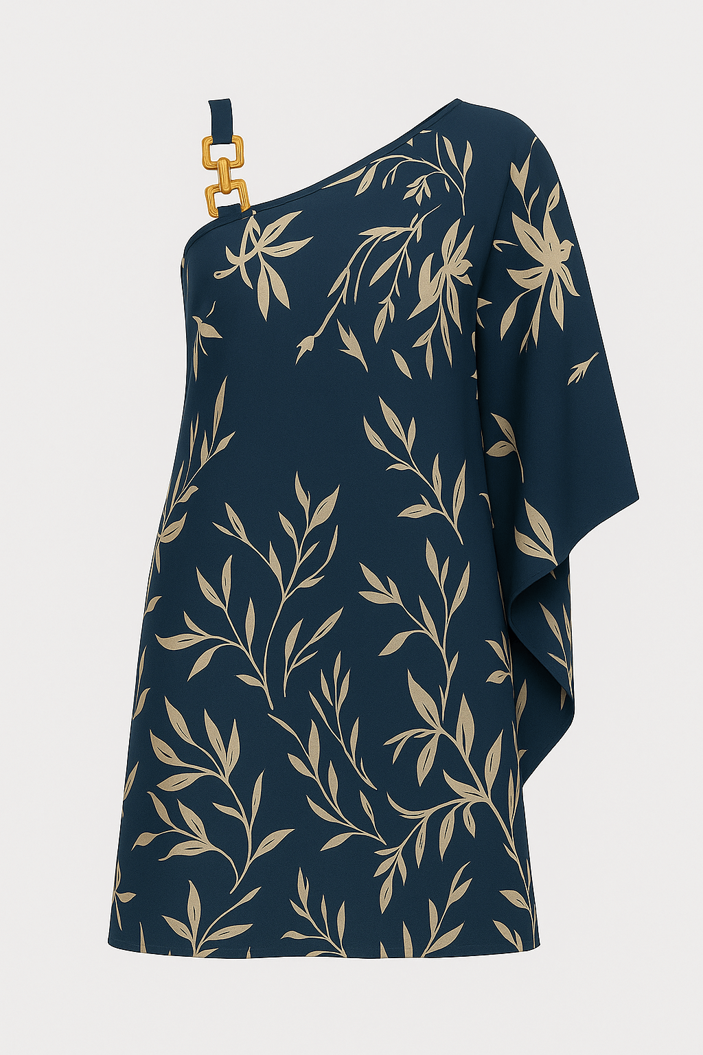 Nevaeh | Chic One-Shoulder Dress with Gold Chain Detail