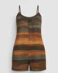 Sarah | Women’s Striped Knit Romper - Adjustable Spaghetti Straps - Relaxed Fit