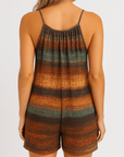 Sarah | Women’s Striped Knit Romper - Adjustable Spaghetti Straps - Relaxed Fit