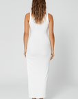 Valentina | Sleeveless Maxi Dress - Scoop Neck - Ruched Side Slit