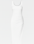 Valentina | Sleeveless Maxi Dress - Scoop Neck - Ruched Side Slit