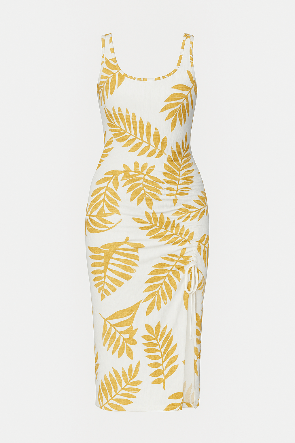 Valentina | Sleeveless Maxi Dress - Scoop Neck - Ruched Side Slit