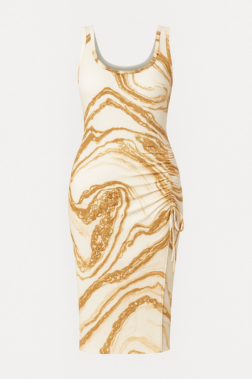 Valentina | Sleeveless Maxi Dress - Scoop Neck - Ruched Side Slit