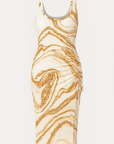 Valentina | Sleeveless Maxi Dress - Scoop Neck - Ruched Side Slit