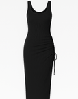 Valentina | Sleeveless Maxi Dress - Scoop Neck - Ruched Side Slit