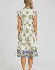 Eliana | Midi Dress - V-Neck Ruffle Collar - Tiered Skirt Design
