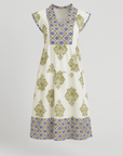 Eliana | Midi Dress - V-Neck Ruffle Collar - Tiered Skirt Design