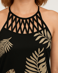 Naomi | Sleeveless Dress - Lattice Halter Neck - A-Line Silhouette