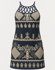 Naomi | Sleeveless Dress - Lattice Halter Neck - A-Line Silhouette