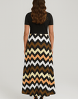 Eva | Women's Summer Dress – A-Line Wave Print – Short Sleeve & Breathable Cotton