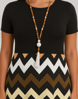 Eva | Women's Summer Dress – A-Line Wave Print – Short Sleeve & Breathable Cotton