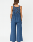 Willow | Two-Piece Pants Set - Sleeveless Scoop Neck Top - Wide-Leg Elastic Waist Trousers
