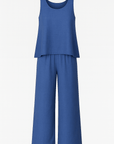 Willow | Two-Piece Pants Set - Sleeveless Scoop Neck Top - Wide-Leg Elastic Waist Trousers