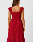Lydia | Women's Summer Midi Dress – Flared Fit, Ruffle Sleeves & Button Front
