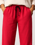 Sienna | Wide-Leg Linen Pants - Elastic Waist - Side Pockets - Asymmetric Hem