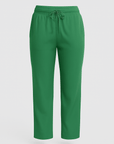 Gianna | Women's Drawstring Waist Pants - Elastic Waistband - Straight Leg - Side Pockets