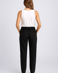 Gianna | Women's Drawstring Waist Pants - Elastic Waistband - Straight Leg - Side Pockets