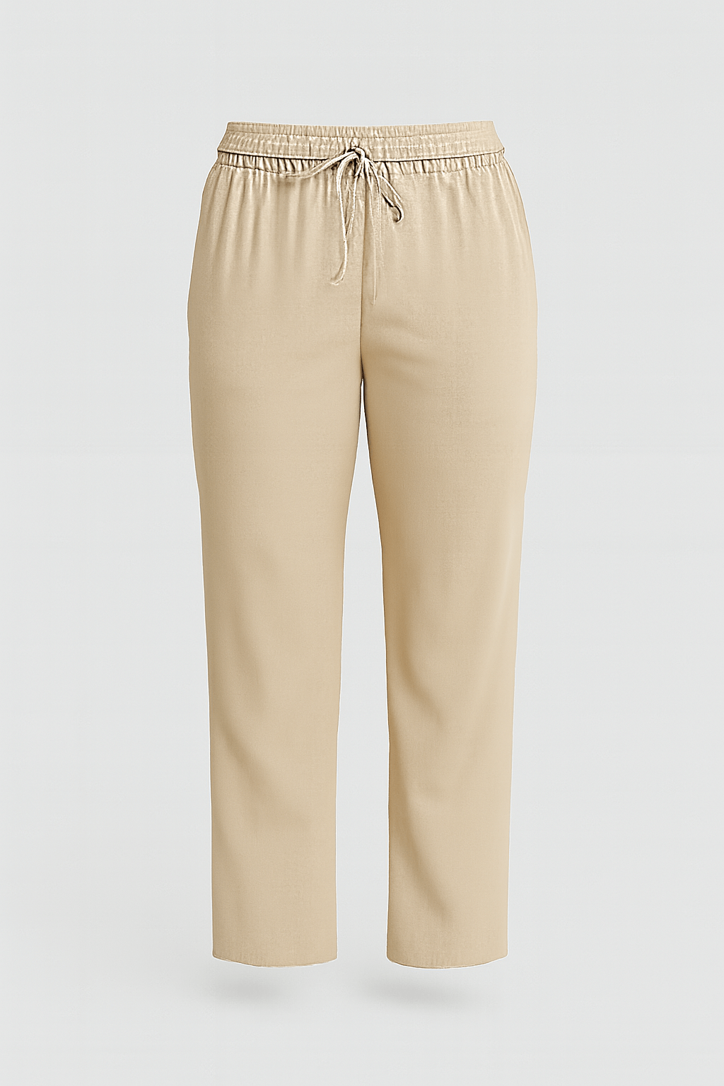Gianna | Women&#39;s Drawstring Waist Pants - Elastic Waistband - Straight Leg - Side Pockets