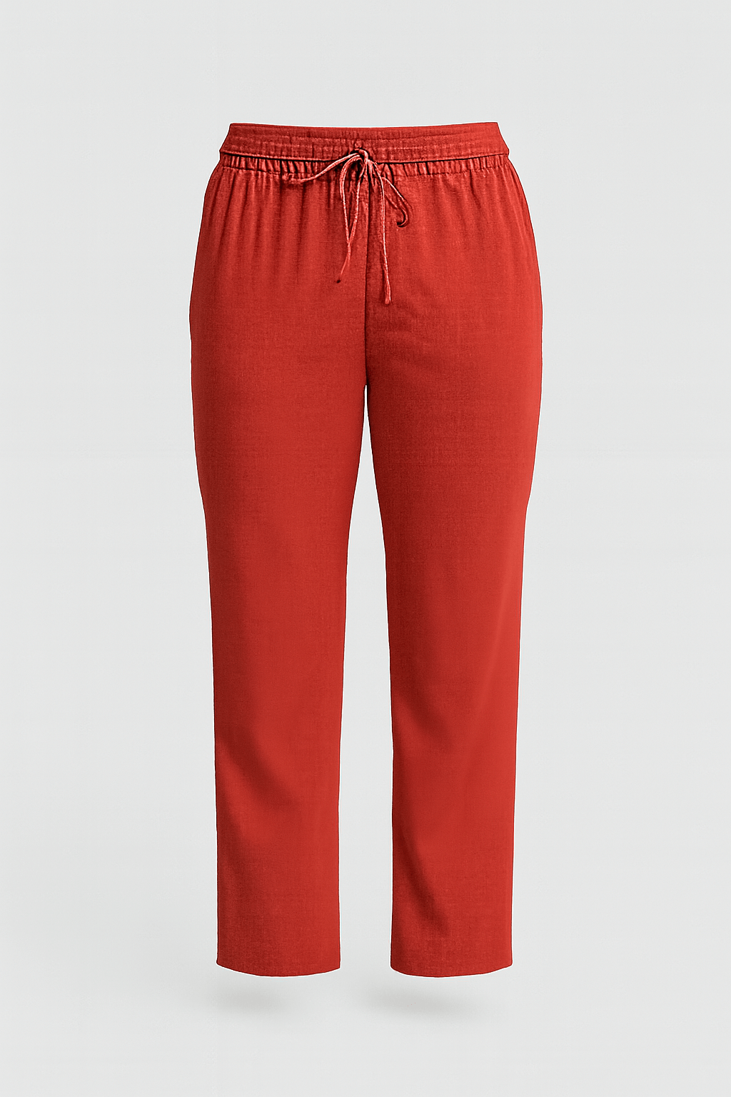 Gianna | Women&#39;s Drawstring Waist Pants - Elastic Waistband - Straight Leg - Side Pockets