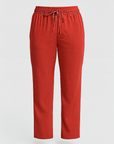Gianna | Women's Drawstring Waist Pants - Elastic Waistband - Straight Leg - Side Pockets