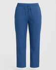Gianna | Women's Drawstring Waist Pants - Elastic Waistband - Straight Leg - Side Pockets