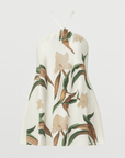 Amara | Women’s Floral Halter Mini Dress - Lightweight Cotton Blend - A-Line Fit