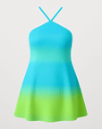Amara | Women’s Floral Halter Mini Dress - Lightweight Cotton Blend - A-Line Fit