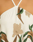Amara | Women’s Floral Halter Mini Dress - Lightweight Cotton Blend - A-Line Fit